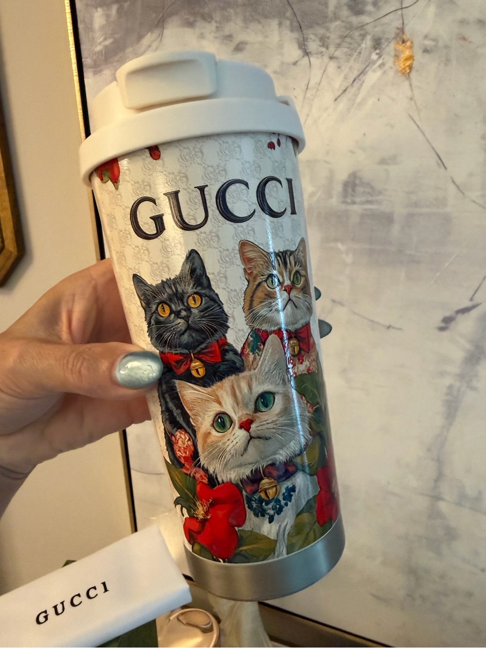 New Gucci GWP Cat 🐈⬛ themed design Travel Tumbler - Multicolor - Picture 7 of 14